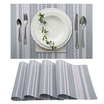 4 pc Stripe Woven Placemats, Place Mats for Kitchen Dining Table, Heat-Resistant Table Mats
