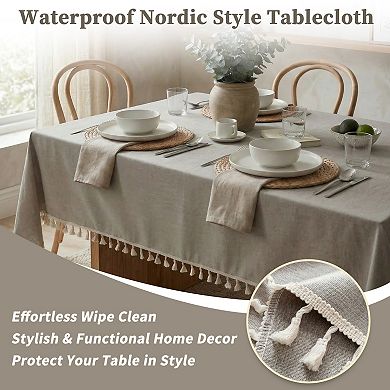 Waterproof Table Cloth, Kitchen Dining Table Cover for Farmhouse Camping Parties, 78.74"x55.12" 1Pcs