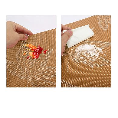 4 Pcs Leaf Pattern Placemats, Place Mats for Kitchen Dining Table, Heat-Resistant Table Mats