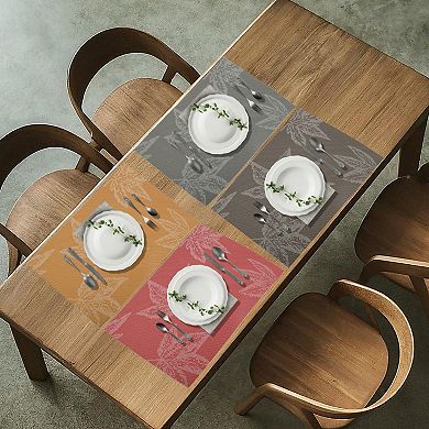 4 Pcs Leaf Pattern Placemats, Place Mats for Kitchen Dining Table, Heat-Resistant Table Mats
