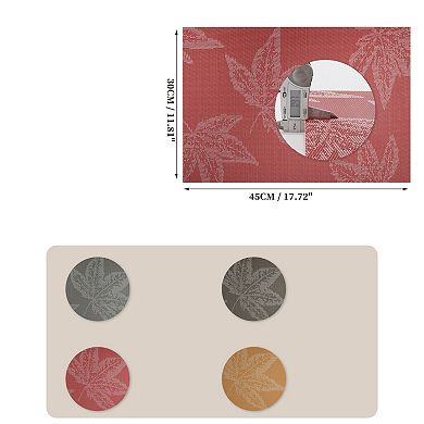 4 Pcs Leaf Pattern Placemats, Place Mats for Kitchen Dining Table, Heat-Resistant Table Mats
