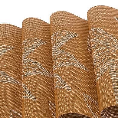 4 Pcs Leaf Pattern Placemats, Place Mats for Kitchen Dining Table, Heat-Resistant Table Mats