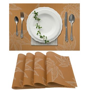 4 pc Leaf Pattern Placemats, Place Mats for Kitchen Dining Table, Heat-Resistant Table Mats