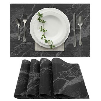 4 pc Marble Pattern Placemats, Place Mats for Kitchen Dining Table, Heat-Resistant Table Mats