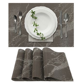 4 pc Marble Pattern Placemats, Place Mats for Kitchen Dining Table, Heat-Resistant Table Mats