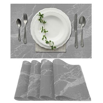 4 pc Marble Pattern Placemats, Place Mats for Kitchen Dining Table, Heat-Resistant Table Mats