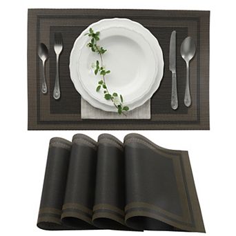 4 pc Double Frame Pattern Placemats, PET Place Mats for Kitchen Dining Table