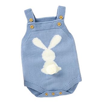 Baby Boys Blue Knit Easter Bunny Romper