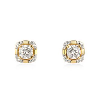 Éthique 14k Gold Over Silver 1 Carat T.W. Lab-Grown Diamond Halo Stud Earrings