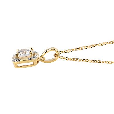Éthique 14k Gold Over Silver 1 Carat T.W. Lab-Grown Diamond Halo Pendant Necklace