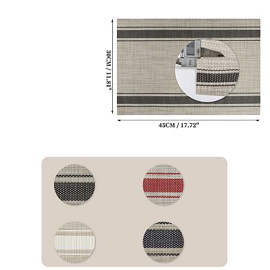 4 Pcs Double Stripe Pattern Placemats, PET Place Mats for Kitchen Dining Table