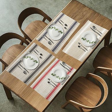 4 Pcs Double Stripe Pattern Placemats, PVC PET Place Mats for Kitchen Dining Table