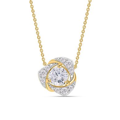 Éthique 14k Gold Over Silver 1 Carat T.W. Lab-Grown Diamond Love Knot Pendant Necklace