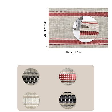 4 Pcs Double Stripe Pattern Placemats, PET Place Mats for Kitchen Dining Table