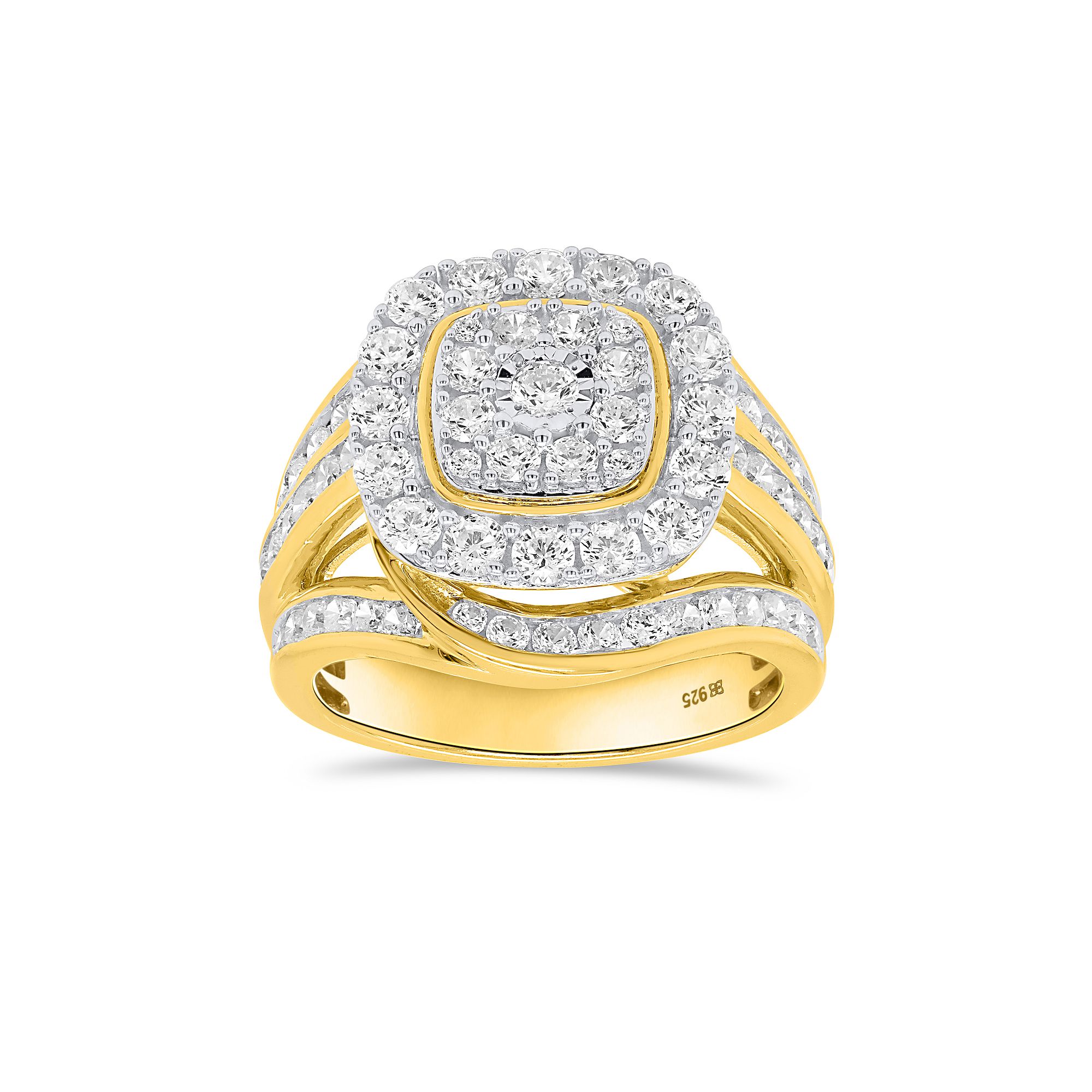 Éthique 14k Gold Over Silver 2 Carat T.W. Lab-Grown Diamond Square Halo Ri