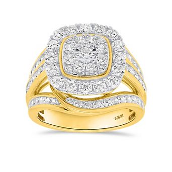 Éthique 14k Gold Over Silver 2 Carat T.W. Lab-Grown Diamond Square Halo Ring