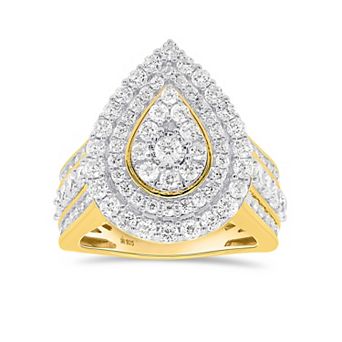 Éthique 14k Gold Over Silver 2 Carat T.W. Lab-Grown Diamond Pear Halo Ring