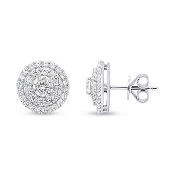 Éthique Sterling Silver 2 Carat T.W. Lab-Grown Diamond Round Double Halo Earrings