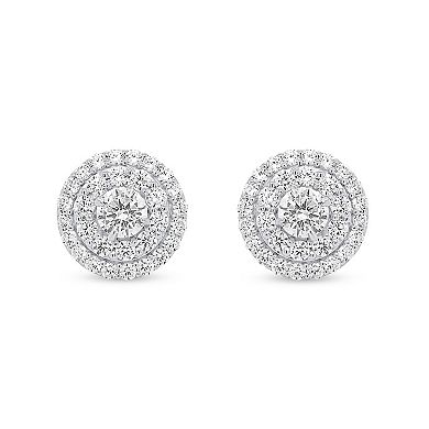 Éthique Sterling Silver 2 Carat T.W. Lab-Grown Diamond Round Double Halo Earrings
