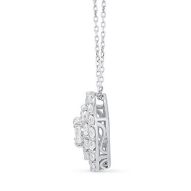 Éthique Sterling Silver 2 Carat T.W. Lab-Grown Diamond Round Double Halo Pendant Necklace