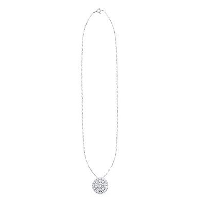 Éthique Sterling Silver 2 Carat T.W. Lab-Grown Diamond Round Double Halo Pendant Necklace