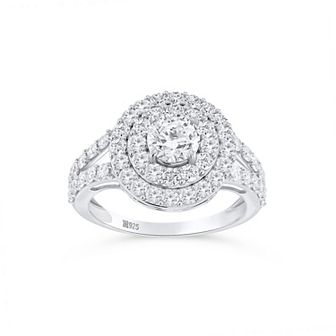 Éthique Sterling Silver 2 Carat T.W. Lab-Grown Diamond Round Double Halo Ring