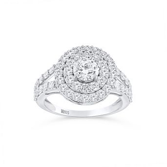 Éthique Sterling Silver 2 Carat T.W. Lab-Grown Diamond Round Double Halo Ring