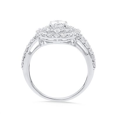 Éthique Sterling Silver 2 Carat T.W. Lab-Grown Diamond Round Double Halo Ring