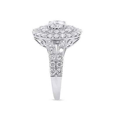 Éthique Sterling Silver 2 Carat T.W. Lab-Grown Diamond Round Double Halo Ring