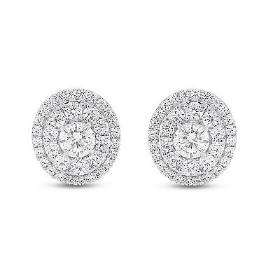 Éthique Sterling Silver 2 Carat T.W. Lab-Grown Diamond Oval Double Halo Earrings