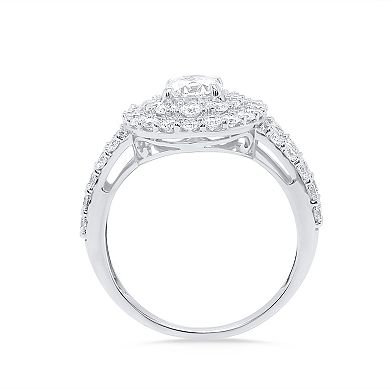 Éthique Sterling Silver 2 Carat T.W. Lab-Grown Diamond Oval Double Halo Ring