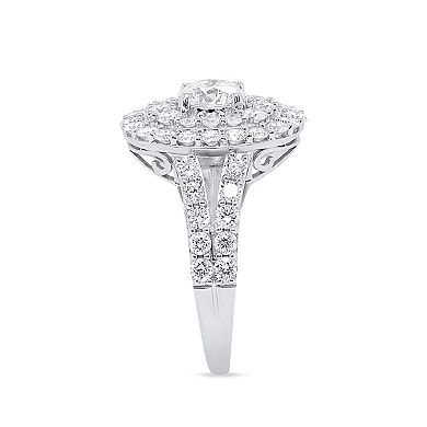 Éthique Sterling Silver 2 Carat T.W. Lab-Grown Diamond Oval Double Halo Ring