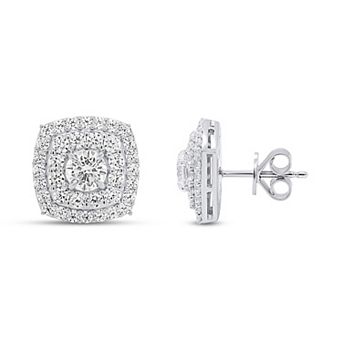 Éthique Sterling Silver 2 Carat T.W. Lab-Grown Diamond Cushion Double Halo Stud Earrings
