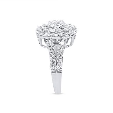 Éthique Sterling Silver 2 Carat T.W. Lab-Grown Diamond Cushion Double Halo Ring