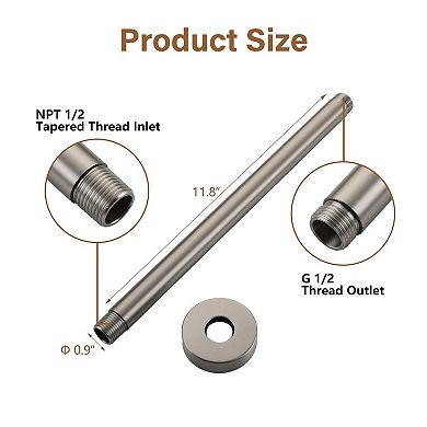 Round Shower Arm with Flange Cover