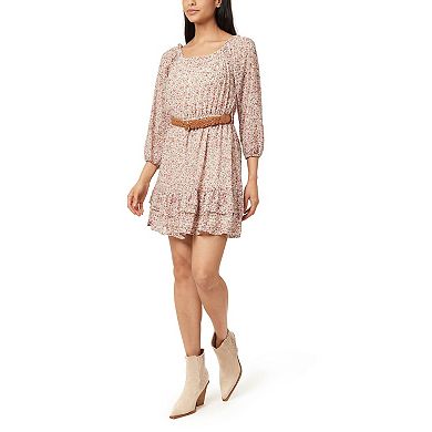 Juniors' WallFlower Wren On/Off-The-Shoulder Belted Mini Dress