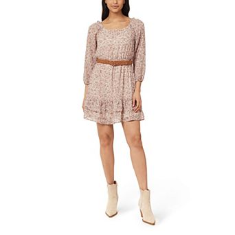 Juniors' WallFlower Wren On/Off-The-Shoulder Belted Mini Dress