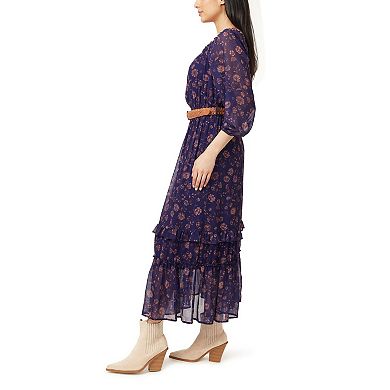 Juniors' WallFlower Wren Maxi On/Off the Shoulder Belted Maxi Dress
