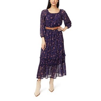 Juniors' WallFlower Wren Maxi On/Off the Shoulder Belted Maxi Dress