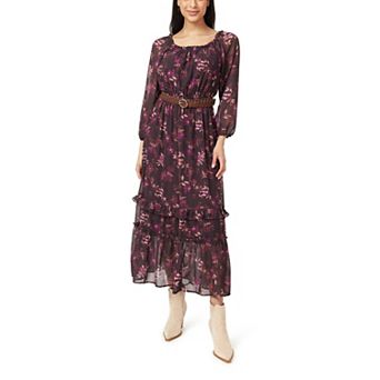 Juniors' WallFlower Wren Maxi On/Off the Shoulder Belted Maxi Dress