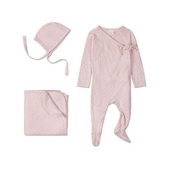 3 pc Baby Girls "Little Hearts" Pointelle Footie Set