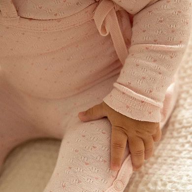 3 Piece Baby Girls "Little Hearts" Pointelle Footie Set