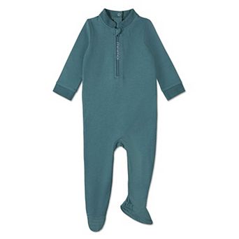 Baby Half Zip Stretch Cotton Blend Footie