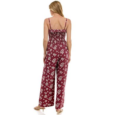 Juniors' Lily Rose Strappy Smocked Jumpsuit