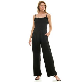 Juniors' Lily Rose Strappy Smocked Jumpsuit