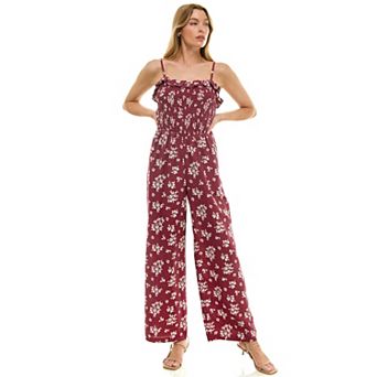 Juniors' Lily Rose Strappy Smocked Jumpsuit