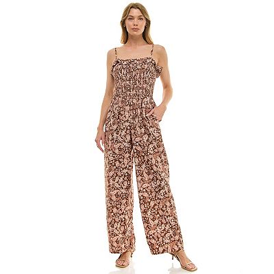 Juniors' Lily Rose Strappy Smocked Jumpsuit