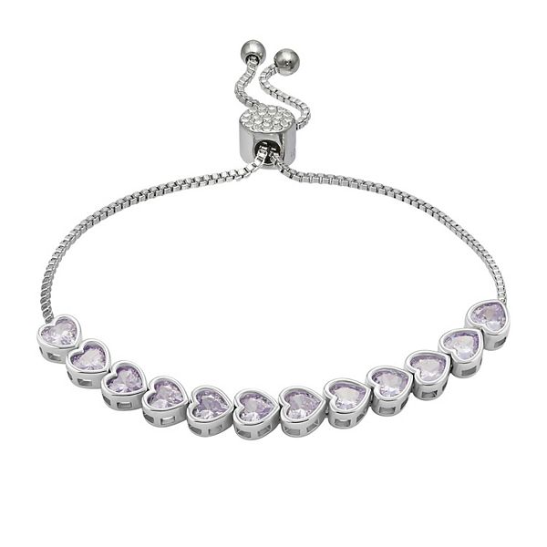 Brilliance Fine Silver Plated Lavender Cubic Zirconia Heart