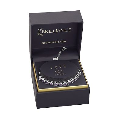 Brilliance Fine Silver Plated Lavender Cubic Zirconia Heart Adjustable Bracelet