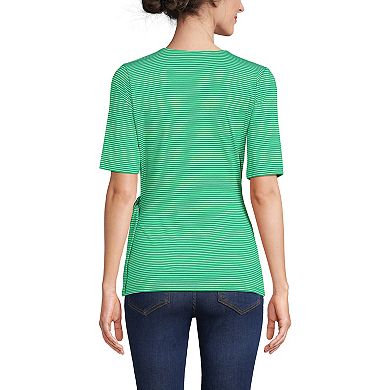 Women's Lands' End Elbow Sleeve Side Tie Blouse